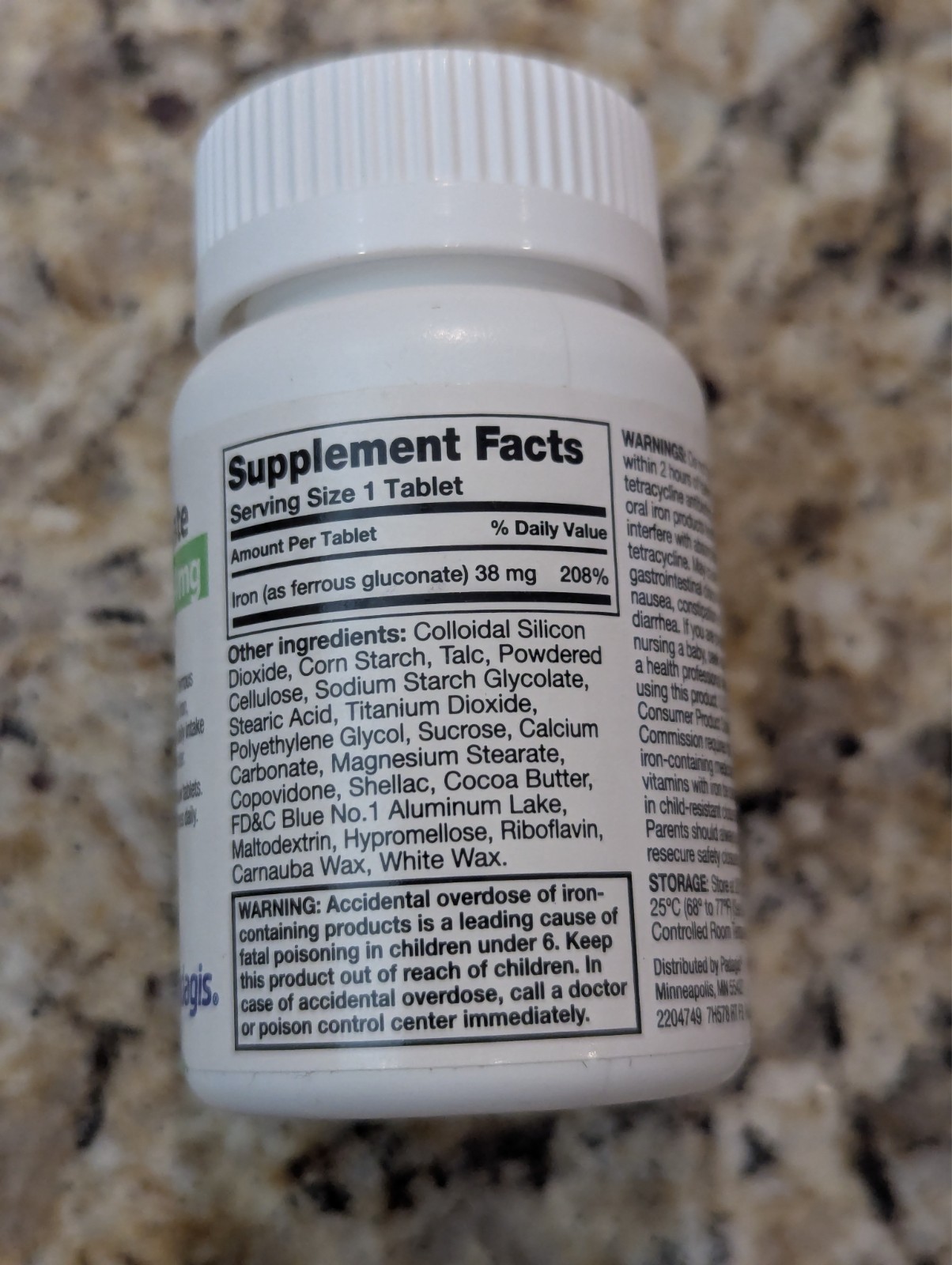 Padagis Ferrous Gluconate Tablets 324mg 100 tablets exp: 06/2026