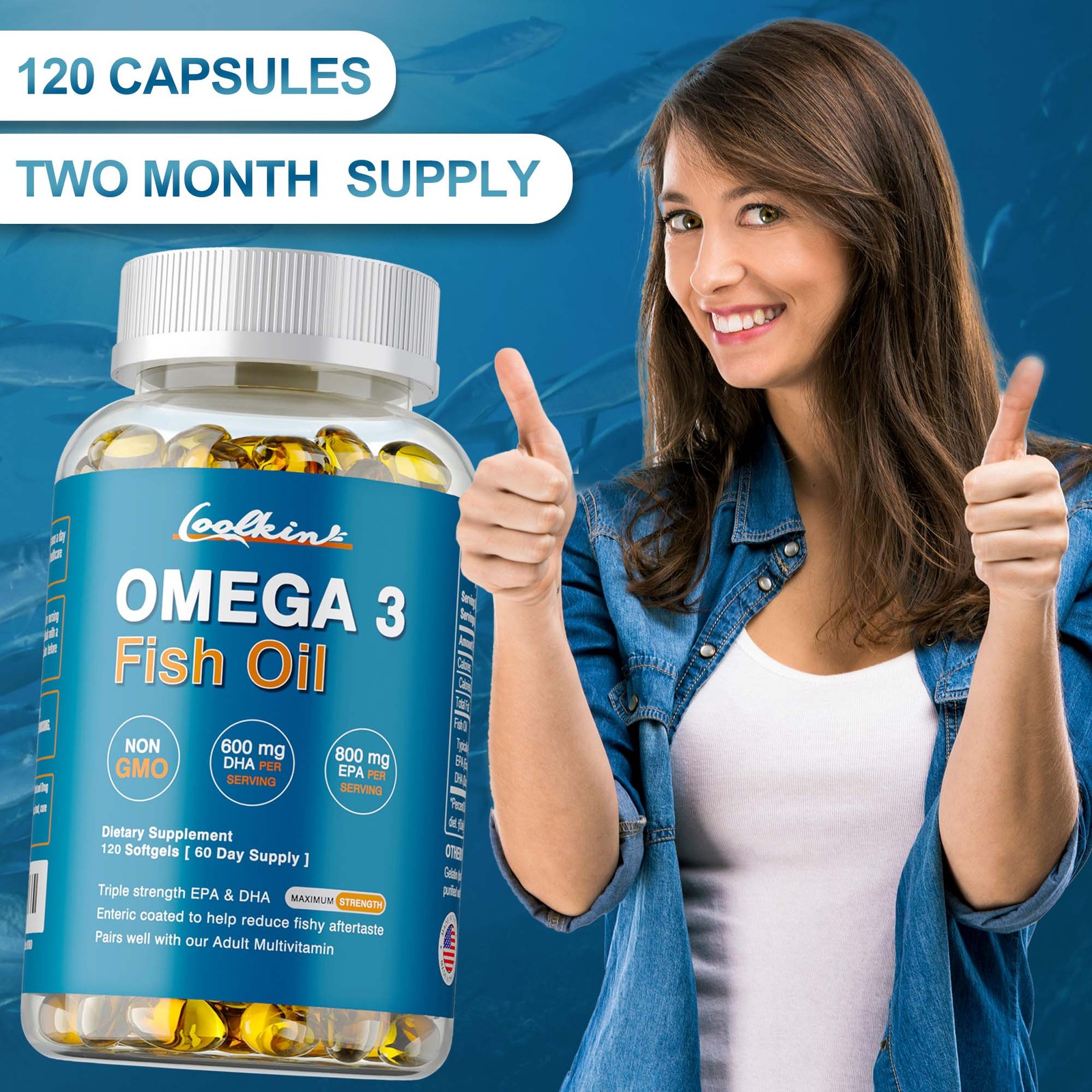 Omega 3 Fish Oil 2000mg – 3x Strength, Highest Potency – EPA & DHA,Joint Support