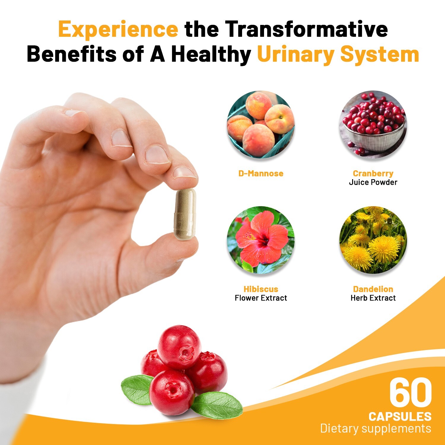 Urinary Tract Balance 1350mg D-Mannose Dietary Supplement – 120 Capsules