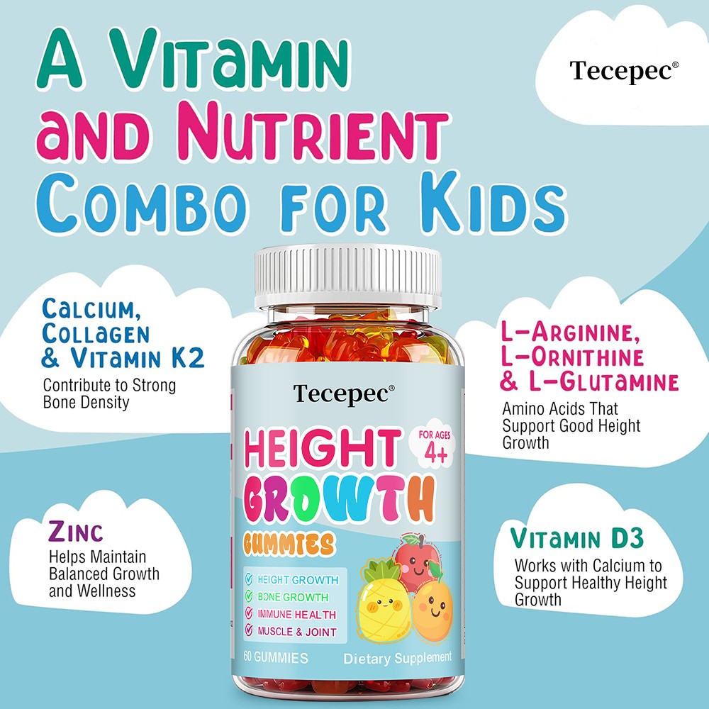 Calcium Zinc Vitamin D3 K2 Gummies Immune Bone Height Growth Muscle Health US
