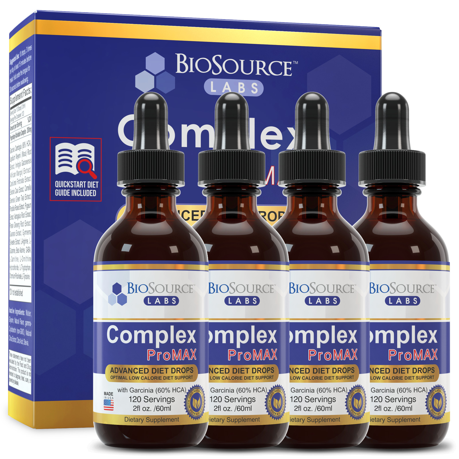 BioSource Labs Complex ProMAX Premium Diet Drops – 2 oz Bottle 4-Pack