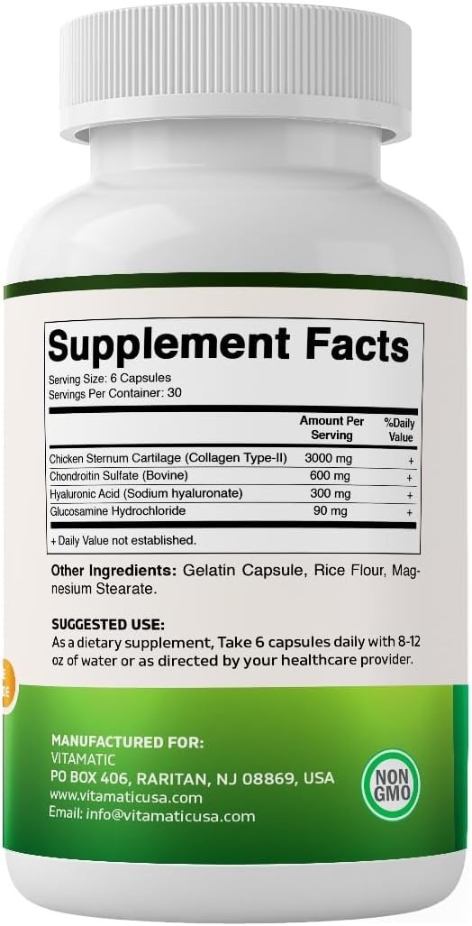 Vitamatic Chicken Collagen 3000 mg (Per Serving) with Glucosamine, Chondroiti…