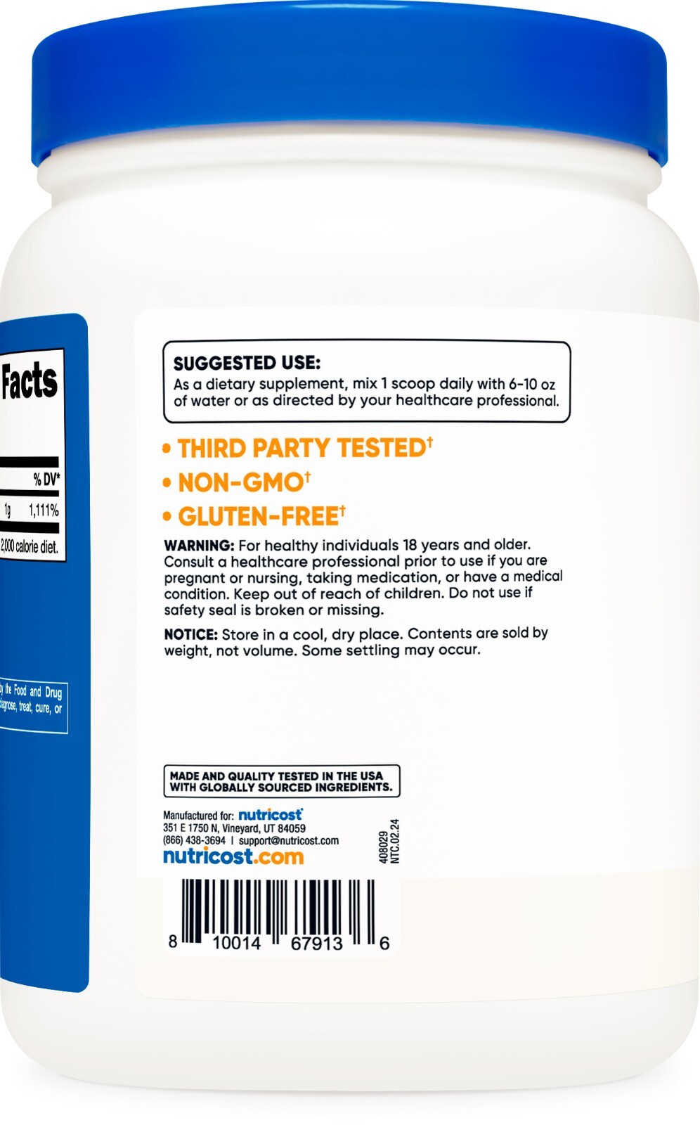 Nutricost Vitamin C Powder 2 LBS – Pure High Quality Vitamin C (Ascorbic Acid)