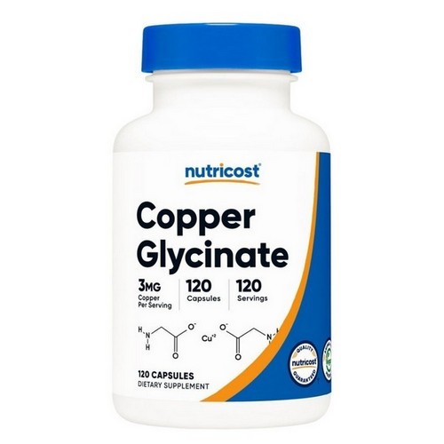 Copper Glycinate Capsules 120 Count 3 Mg by Nutricost