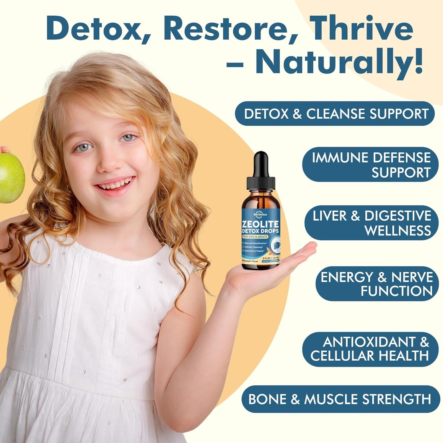 Zeolite Detox for Kids and Adults, Zeolite Clinoptilolite Liquid Drops with Chlo
