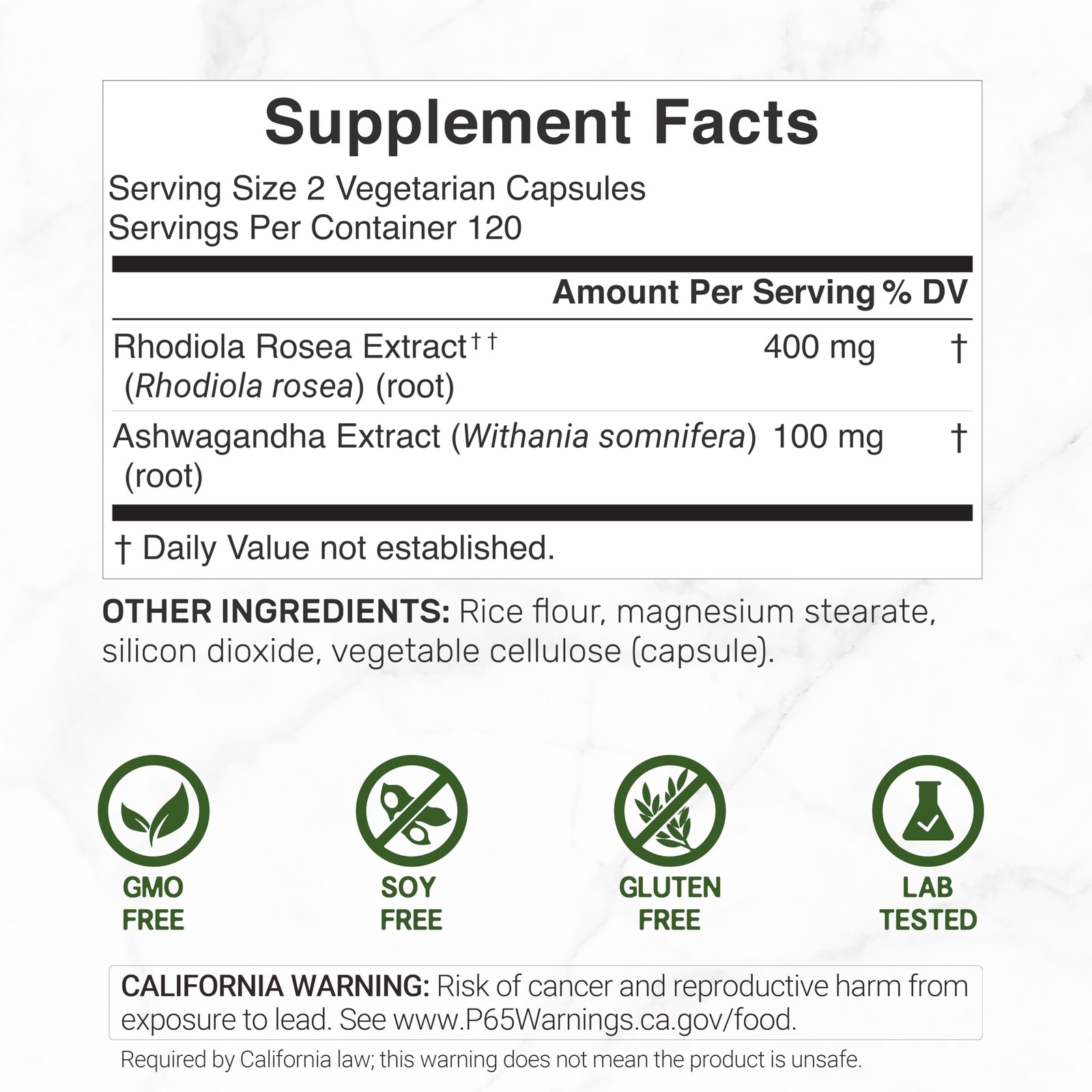 DEAL SUPPLEMENT Rhodiola Rosea with Ashwagandha, 240 240 Count (Pack of 1)