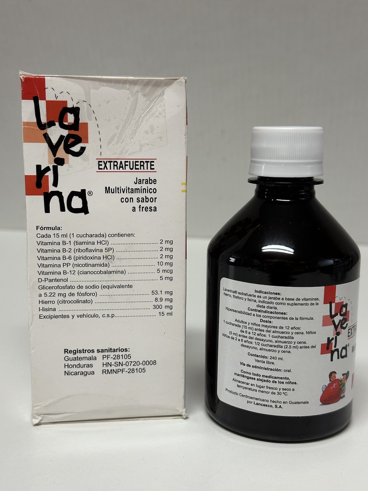 LAVERINA EXTRA STRONG MULTIVITAMIN B1,B2,B12,IRON, SYRUP SAVOR STRAWBERRY 240ml