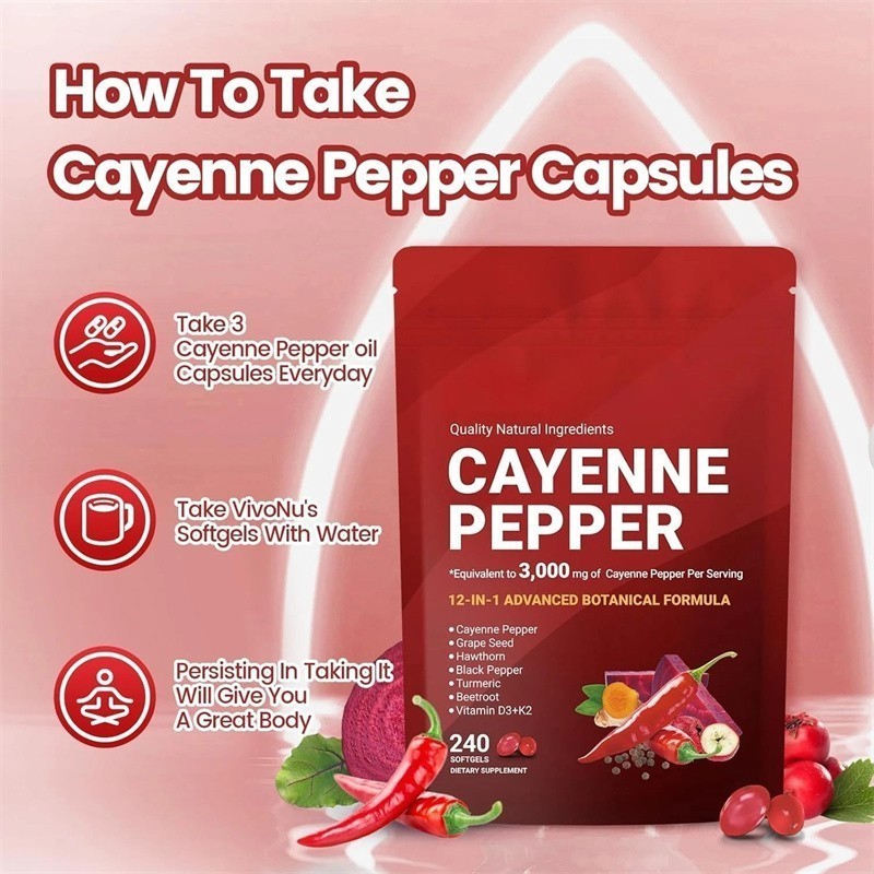 240 Softge /1-3 Bags Supplement, Softgels Cayenne Pepper Supports Leg Vein