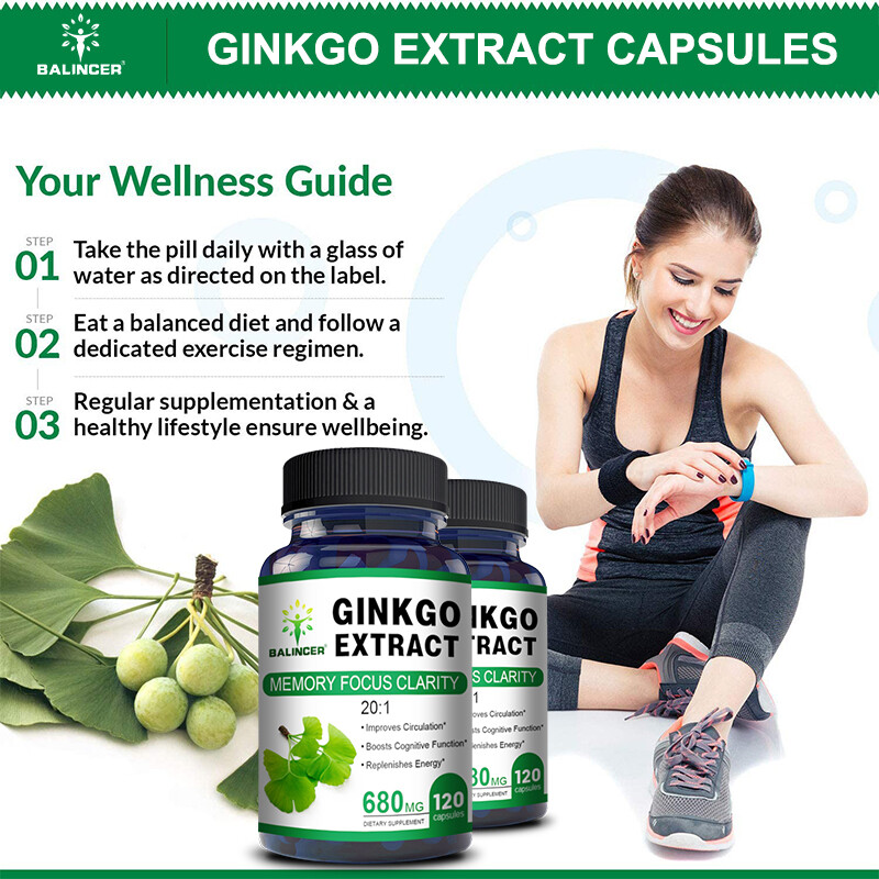 Ginkgo Biloba Extract 680 mg – Improves blood circulation, Non-GMO