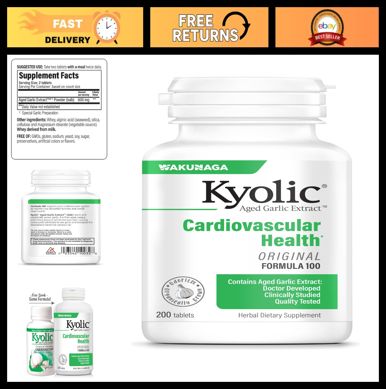 Aged Garlic Extract 100 – Supports Heart Health & Circulatory Function – 200 Tab
