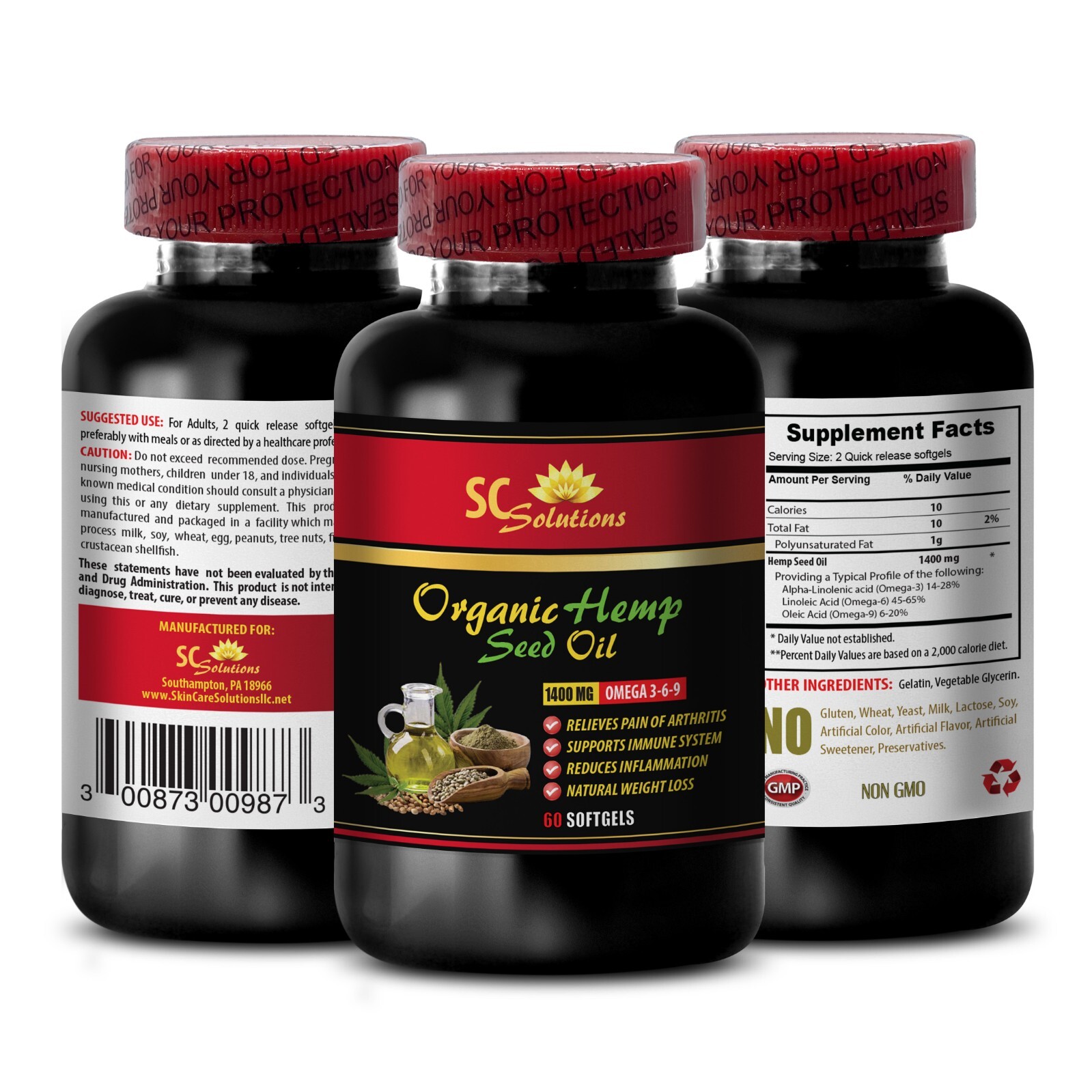 hemp seed oil capsules – HEMP SEED OIL 1400mg – fatty acids, fat burner – 1 Bot