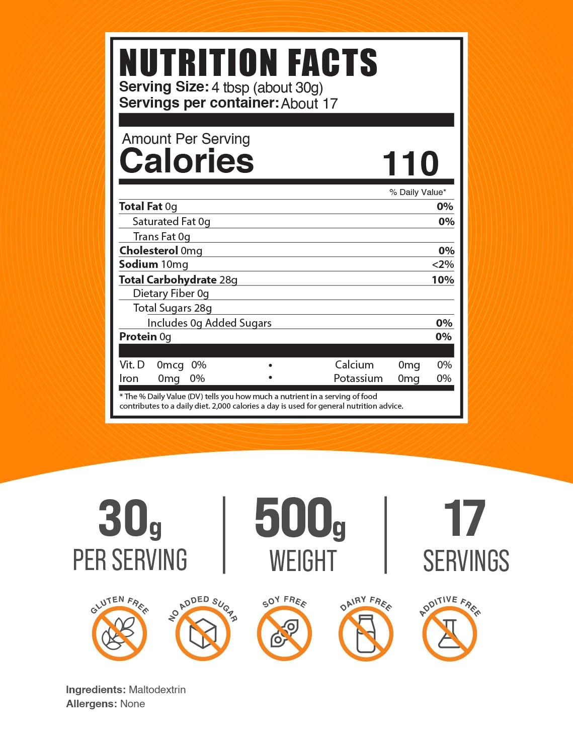 Maltodextrin Powder Nutritional Supplement 17 Servings Enhance Performance