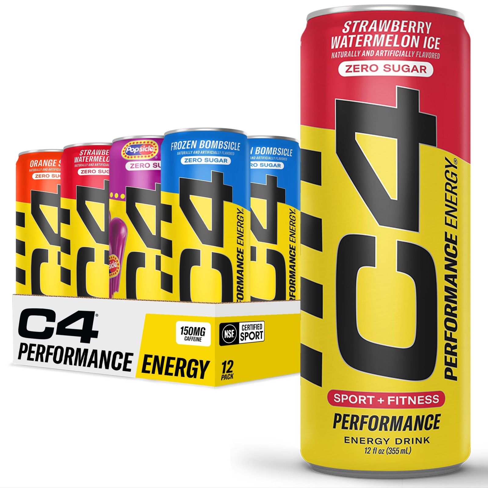 C4 Performance Energy Drink 200 mg Caffeine Zero Sugar 12 oz CHOOSE FLAVOR