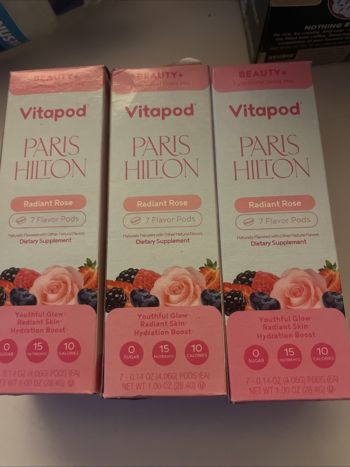 Lot Of 3 Vitapod Paris Hilton Radiant Rose Flavor Pods BB 11/2026