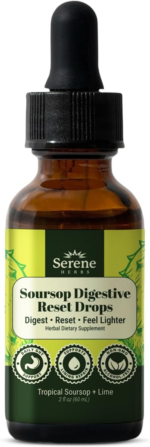 Serene Herbs Soursop Digestive Reset Drops 2 fl oz Tropical Soursop & Lime