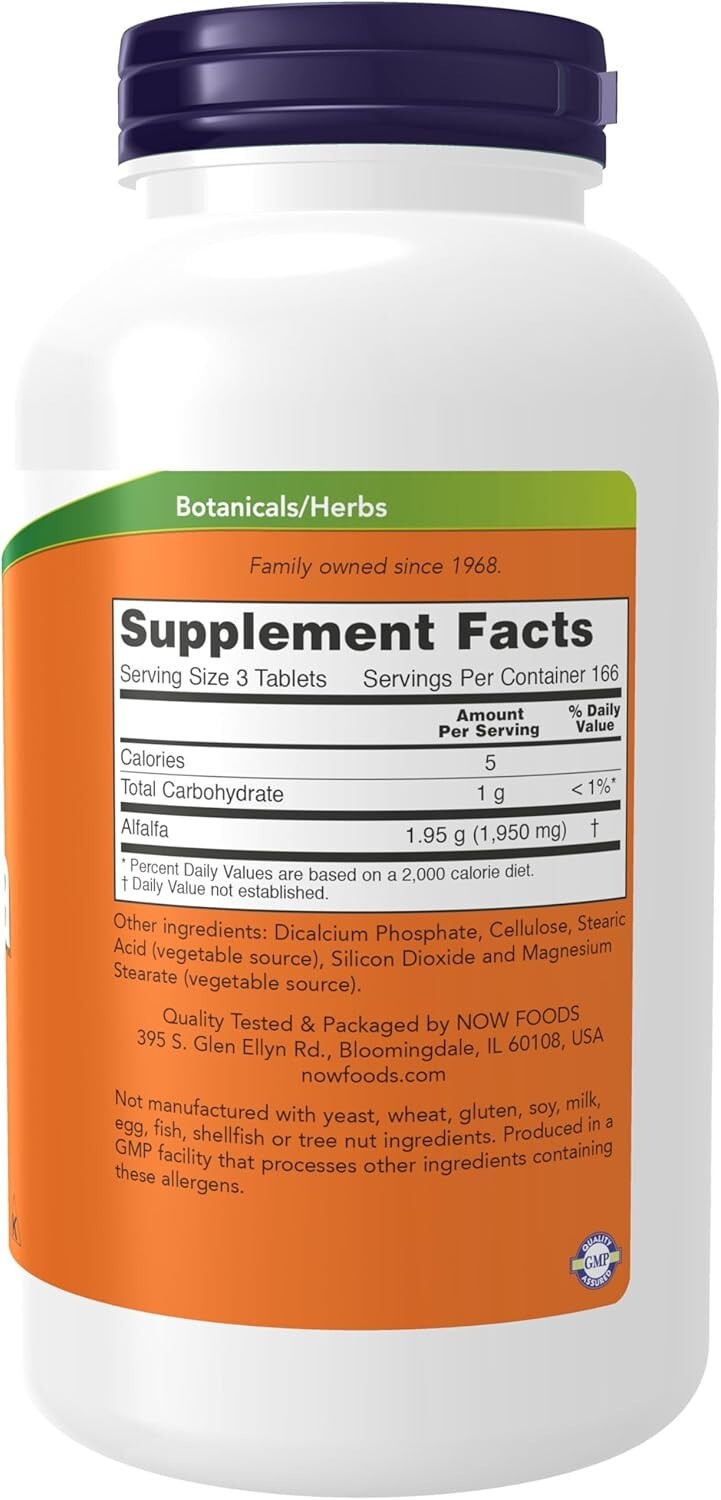 NOW Foods Alfalfa (2 PACKS), 650 mg, 500 Tablets