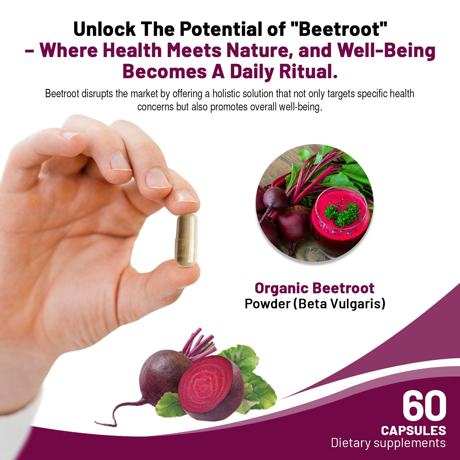 Nutri Saver Beetroot 1300mg – Non GMO & Gluten-Free – 60 Capsules, Pack of 2