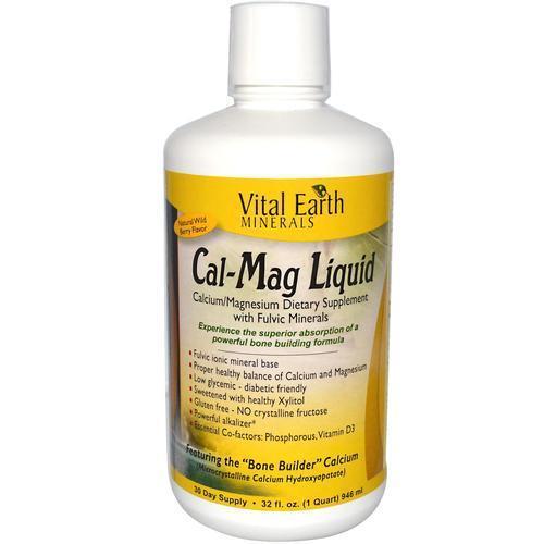 Vital Earth Minerals Cal-Mag Liquid, Natural Wild Berry Flavor – 32 fl oz