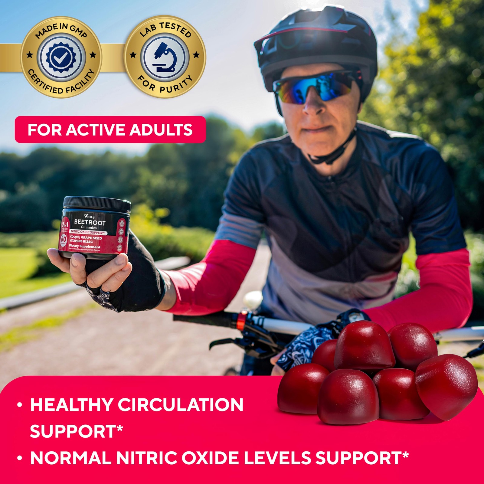 Beet Root Gummies – Beetroot Supplement with CoQ10, Grape Seed, Vitamin C, B1…