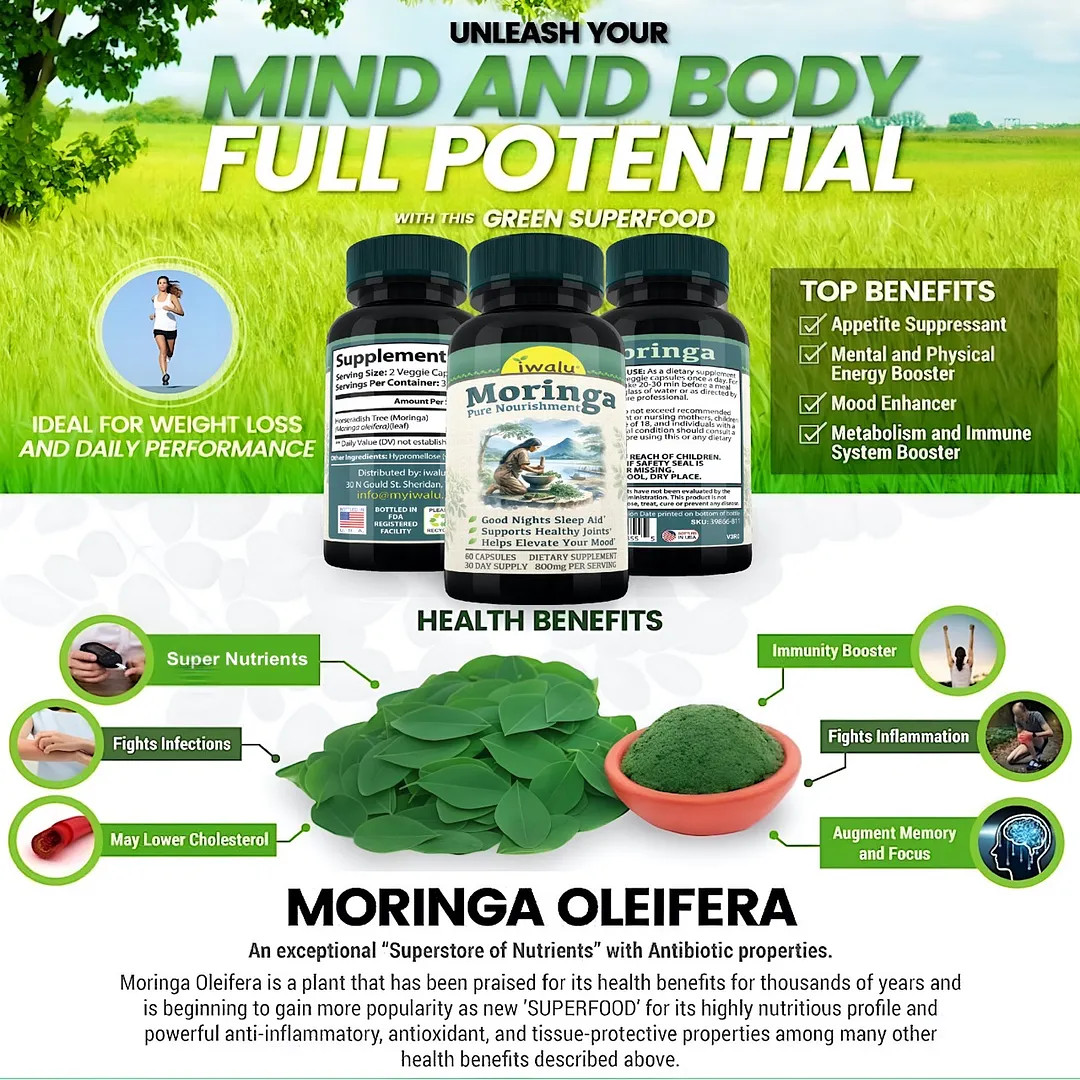 Organic Moringa Leaf | Best Supplement Capsule Pill Men Women FREE SHIP