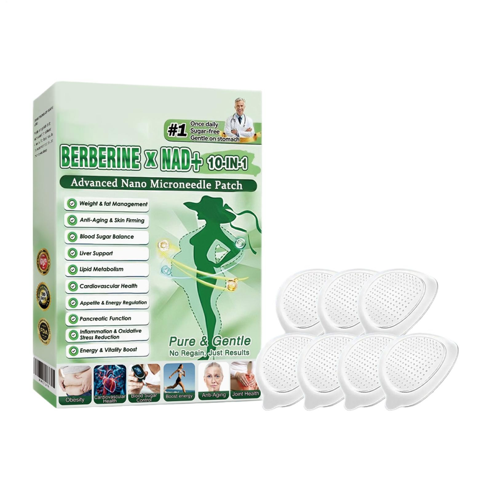 Premium Moringa Berberine 10-in-1 Advanced Nano Microneedle Patch (7pcs/box)