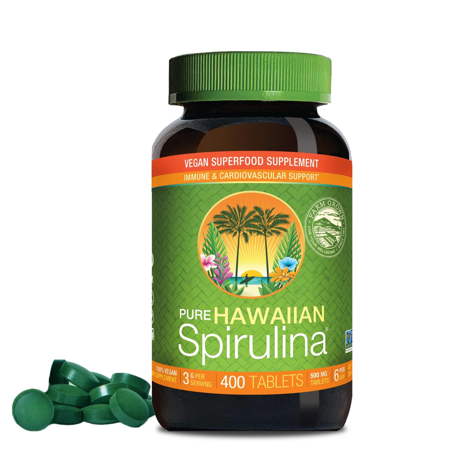 Nutrex Hawaii Pure Hawaiian Spirulina – Vegan 400 Count (Pack of 1), Green