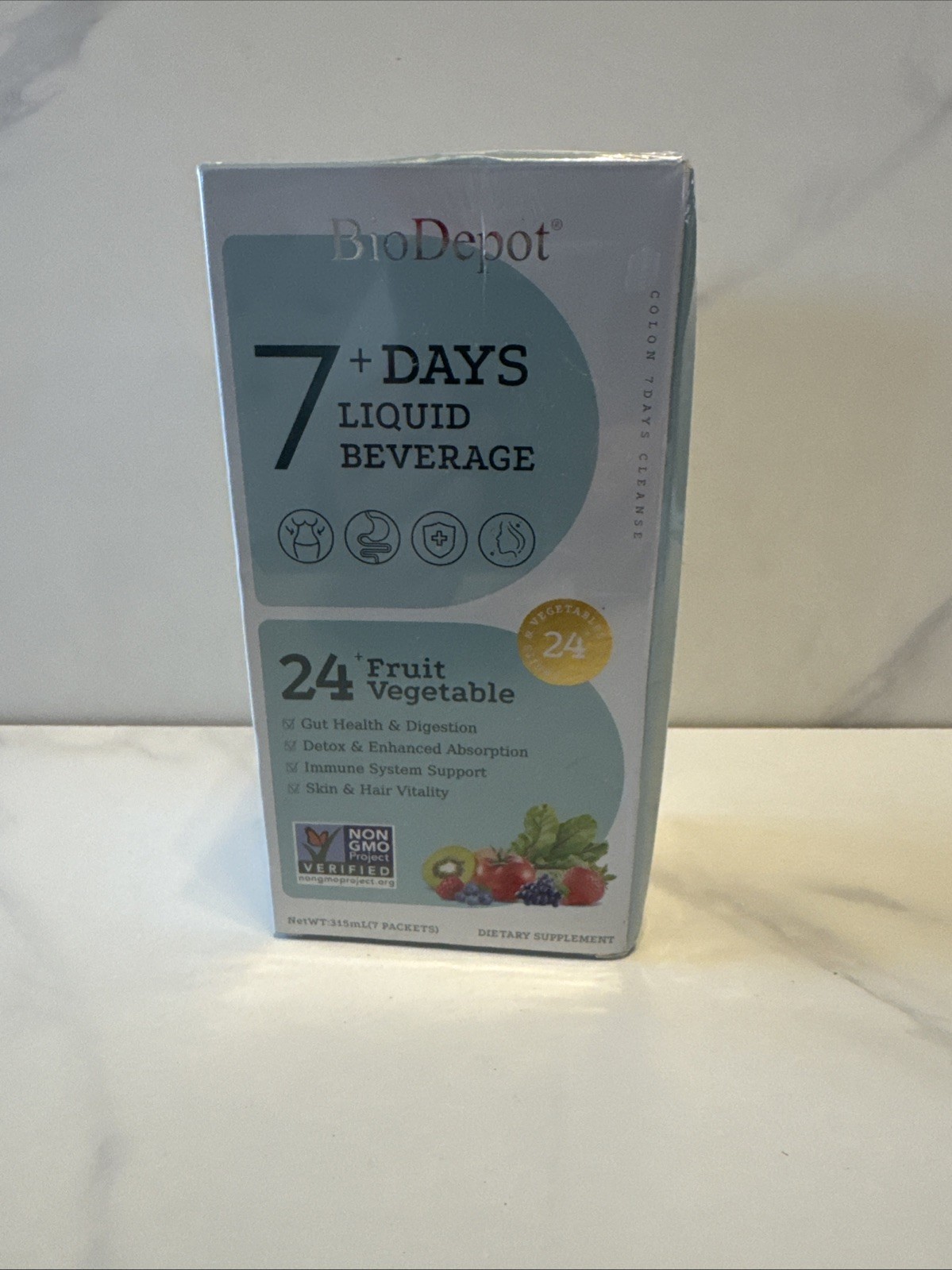 BioDepot 7+ Days Liquid Beverage Dietary Supplement 7 Packets Gut Health 08/2027