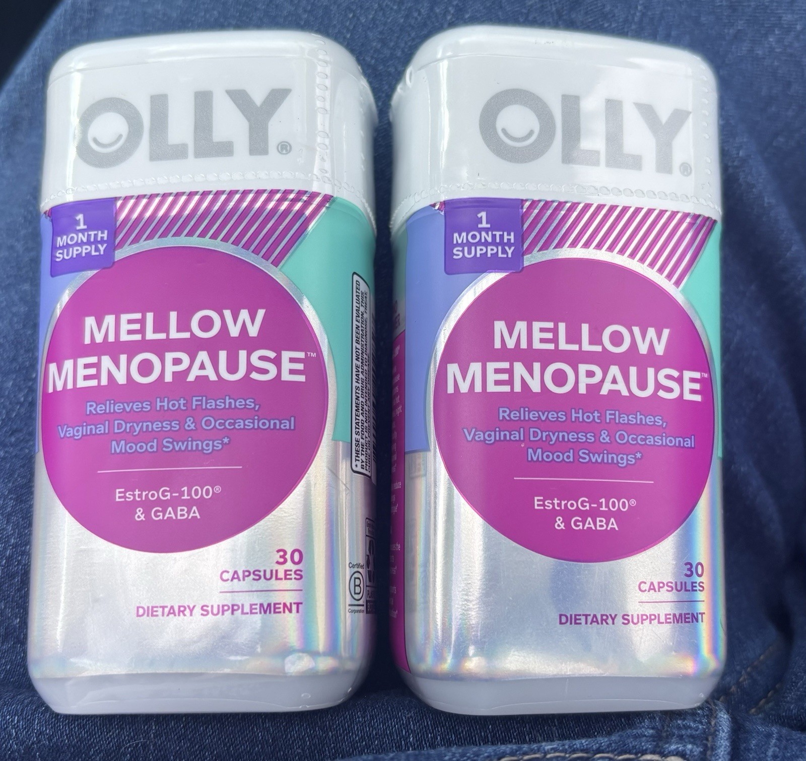 OLLY MELLOW MENOPAUSE Lot of 2 Bottles (30 Each) 60 Capsules Total EXP 04/27 NEW