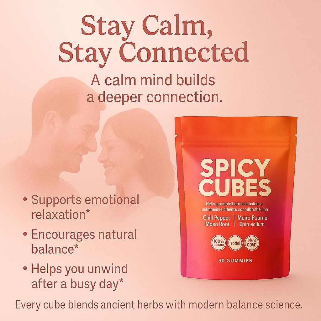 Hot Peach Chili Gummies containing Maca Root, Count Candy Cubes, 30 Vegan