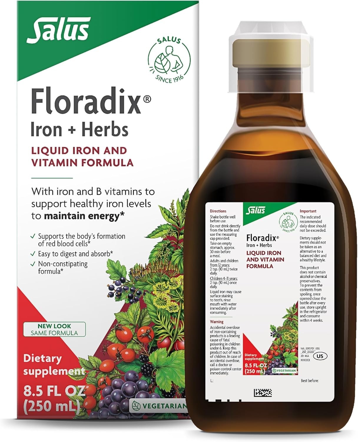Iron & Herbs Liquid Herbal Supplement for Energy – 8.5 fl oz – Formula