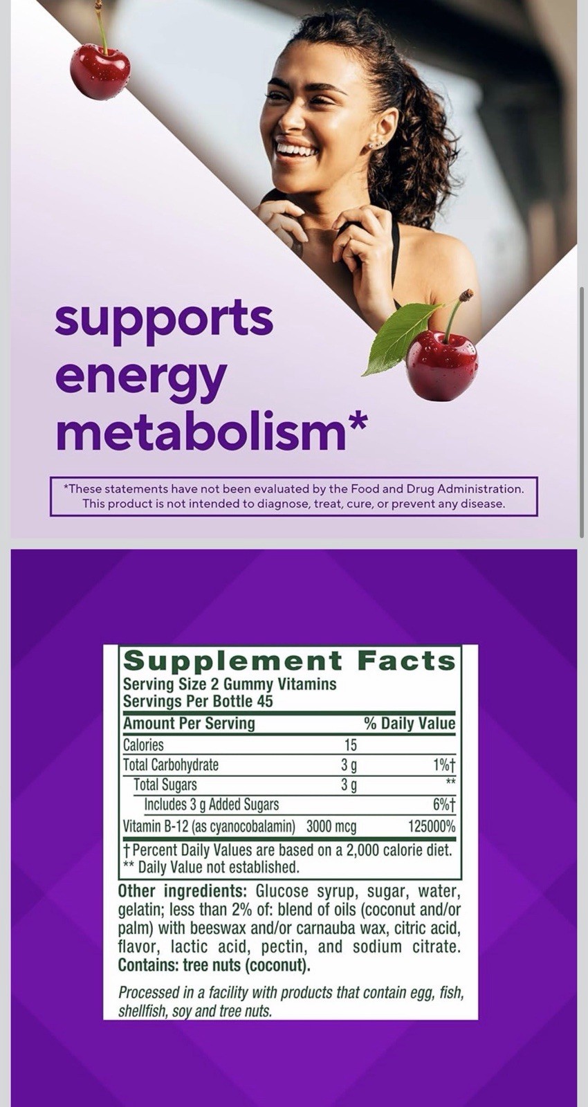 2- Vitafusion Extra Strength B12 Cherry Gummies 90 Ct. Ea (180)Exp July 2027