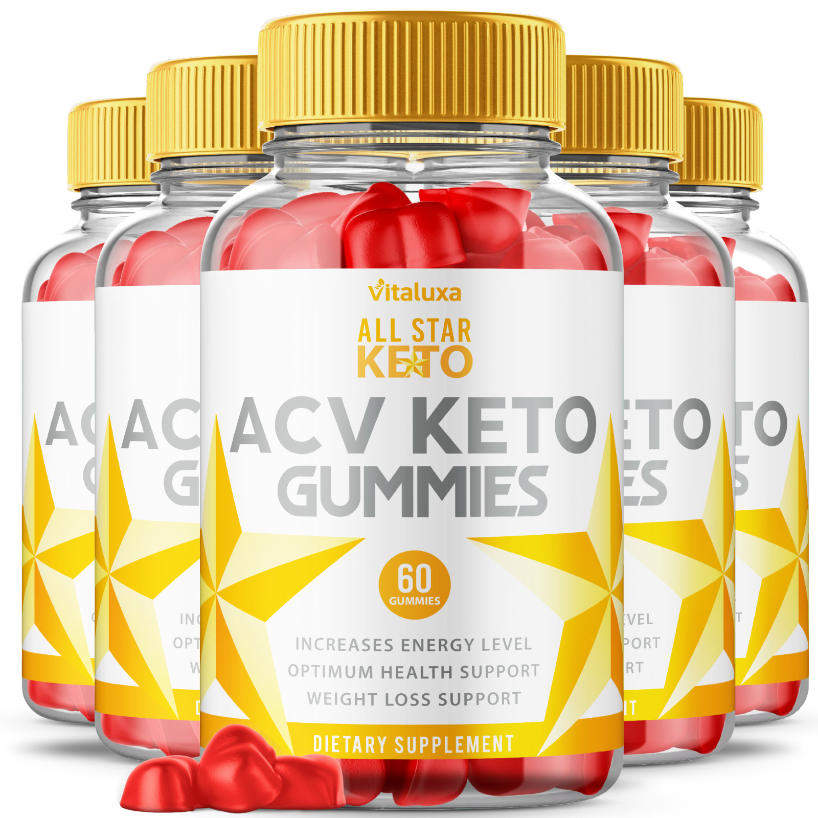 (5 Pack) All Star Keto ACV Gummies, Advanced Supplement Support (300 Capsules)