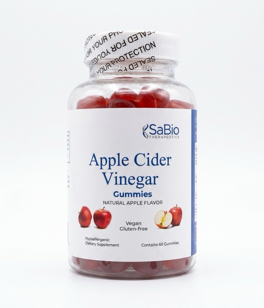 SaBio Therapeutics Apple Cider Vinegar Gummies Vegan Gluten-Free 60 Apple