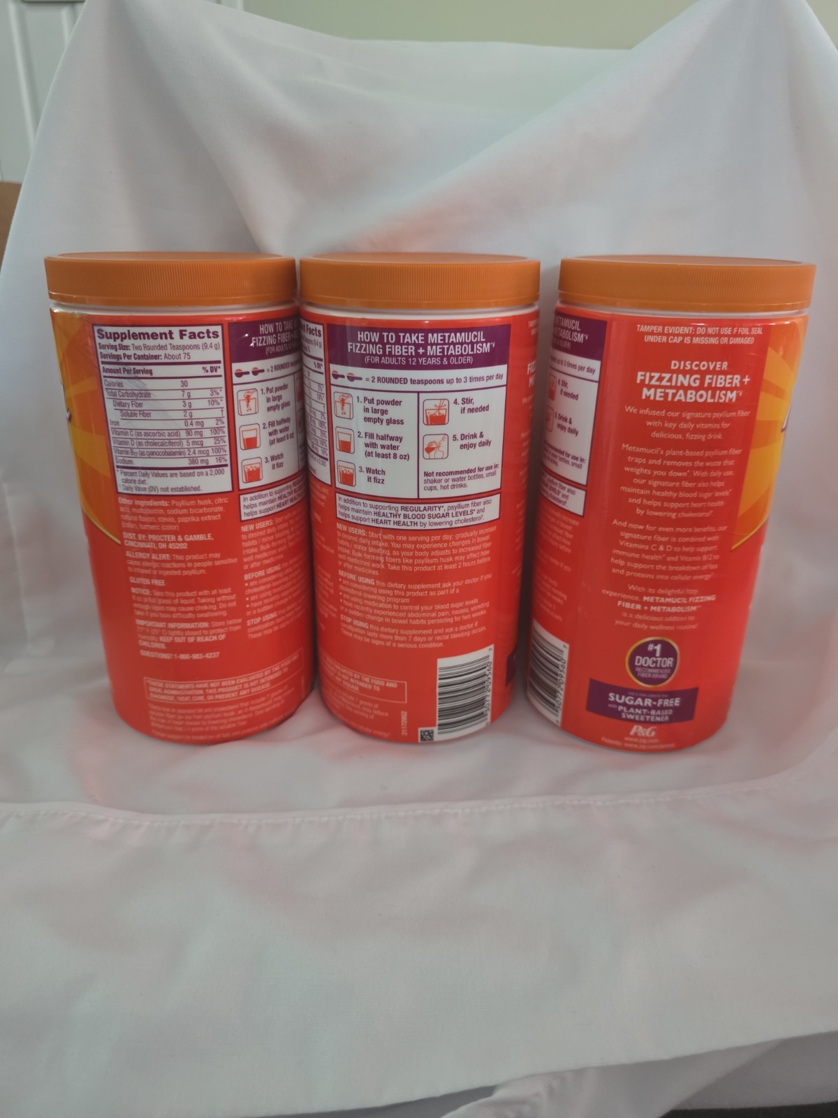 3 MetaMucil Fiber + Metabolism Fizzing Powder 24.9oz -EXP: 10/26