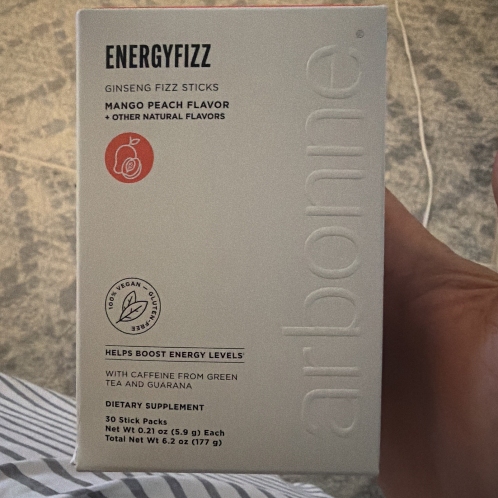 Arbonne Energy Fizz Flavor Mango Peach NIB 29 Sticks EXP 02/2028