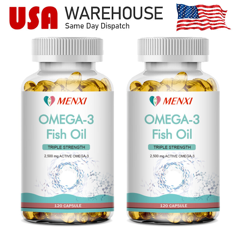 3x Strength 2500mg EPA & DHA, Advanced Omega 3 Fish Oil 2 x 120 Capsules MENXI