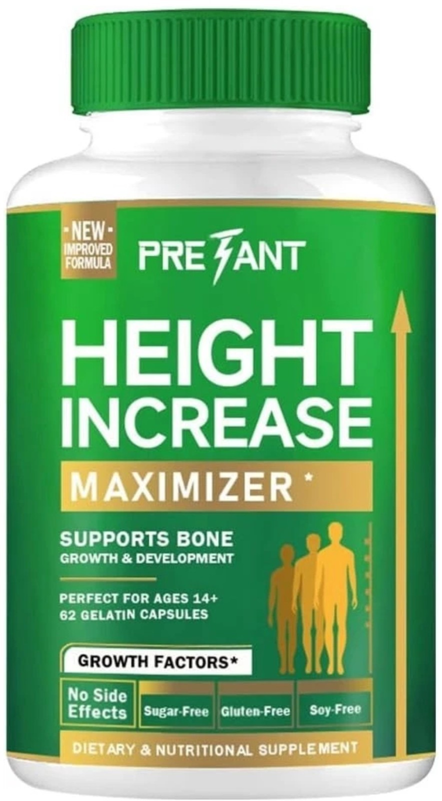 Growth Supplement Capsules – Natural Formula for Height & Bone Health – 62 Count