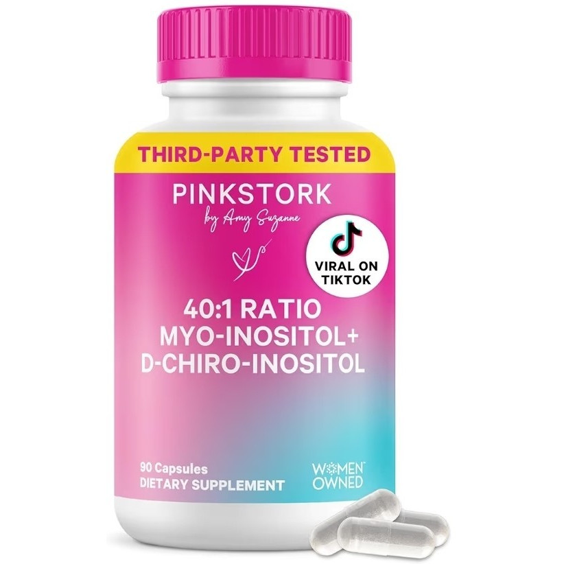 Pink Stork 40:1 Myo-Inositol + D-Chiro-Inositol 2000mg 90 Caps Gluten-Free