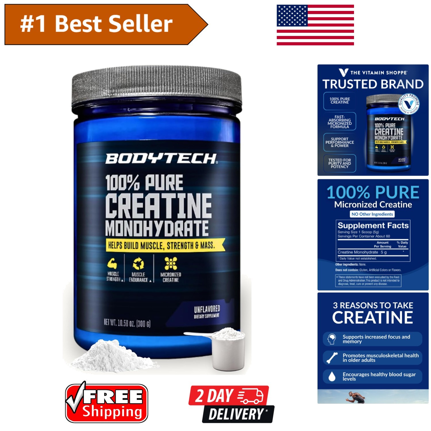 10.58 Oz Creatine Monohydrate Powder – Clean Ingredients for All Fitness Levels