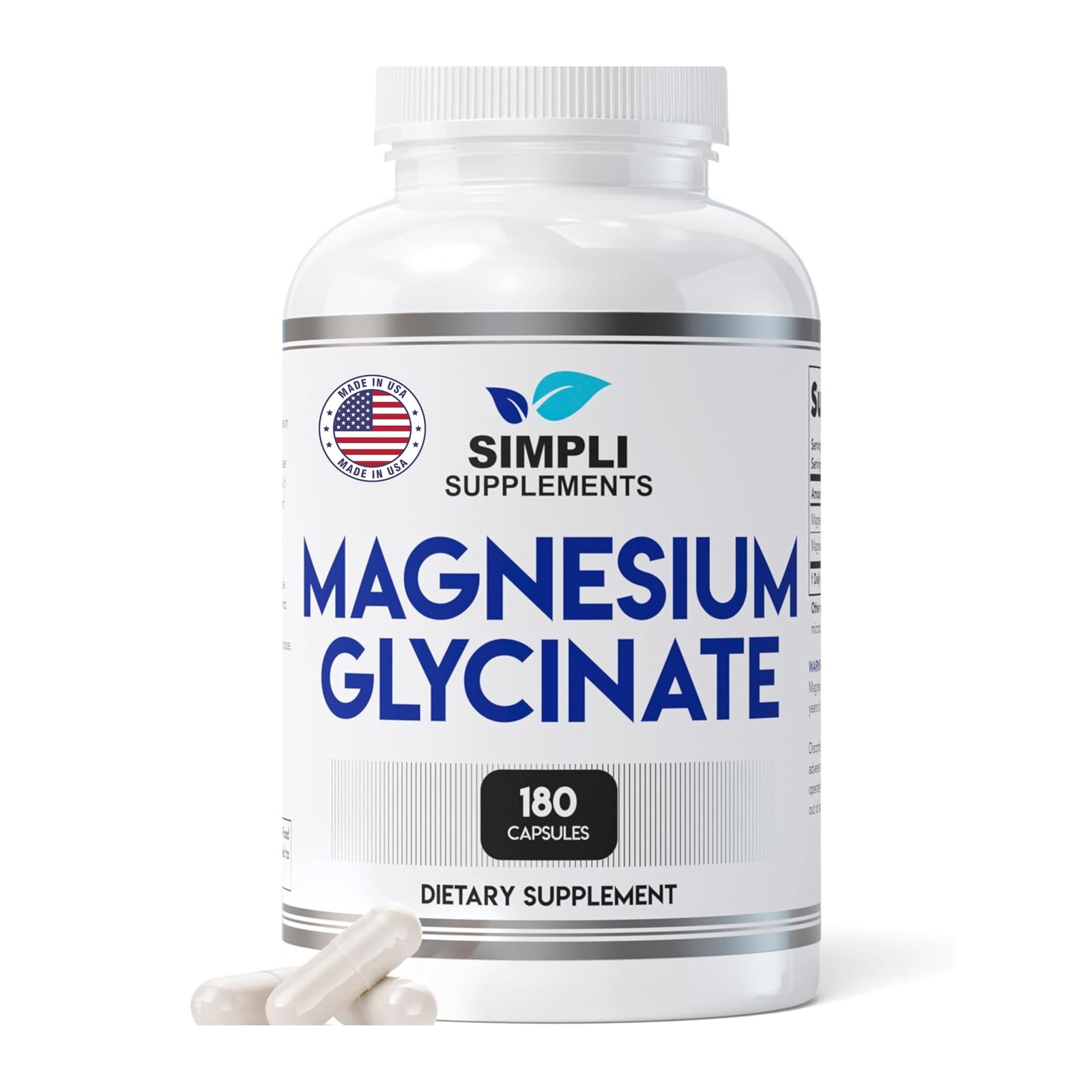 Magnesium Glycinate 400mg per Serving – High Absorption 180 Count (Pack of 1)