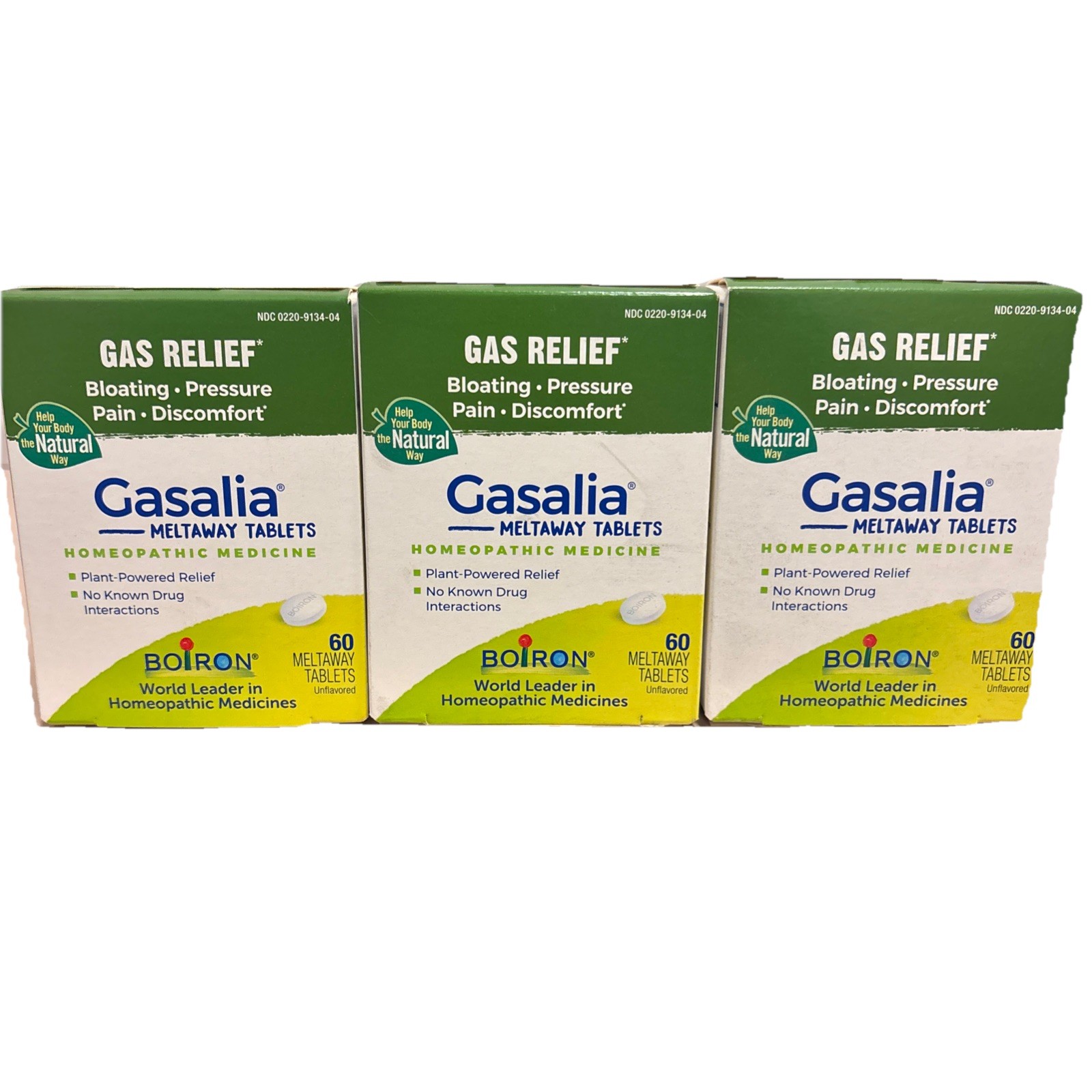 3-PACK Boiron Gasalia Gas Relief 60 Tablets each EXP 12/2029