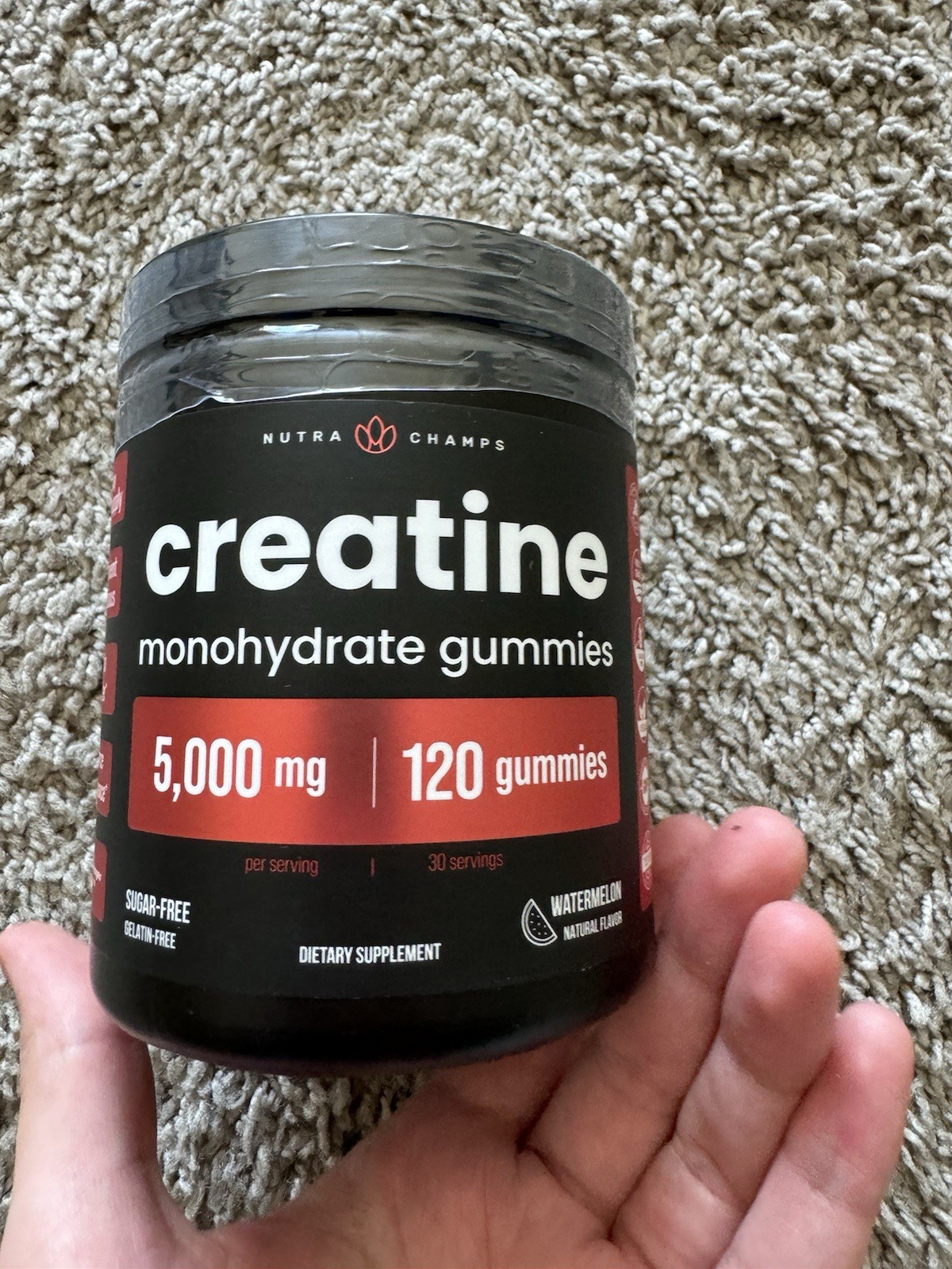 NutraChamps Creatine Gummies for Men & Women – 5g Sugar Free 120 Chewable Creati