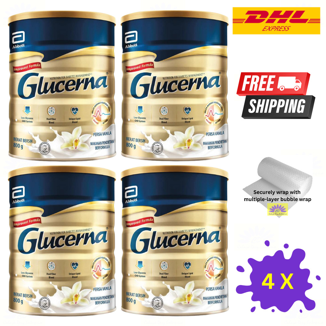 4 X Glucerna Triple Care 800g Diabetic Milk Powder Vanilla Flavour
