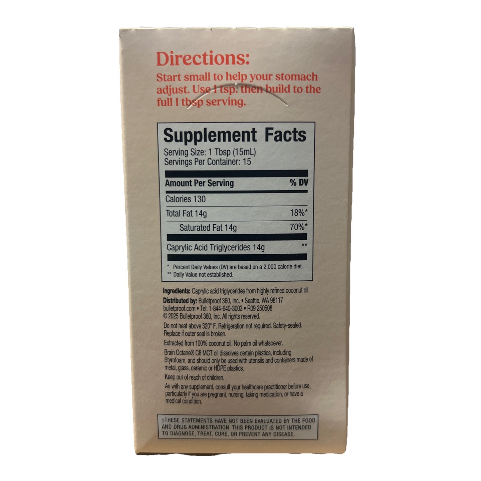 Bullet Proof Brain Octane® C8 MCT Oil , 15 Pckt , 0.5 fl oz (15 ml) Each 3/2028