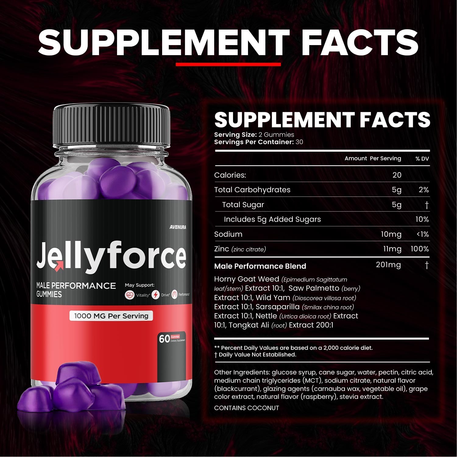 (1 Pack) JellyForce Gummies for Men – Jelly Force Male Gummy Advanced Formula