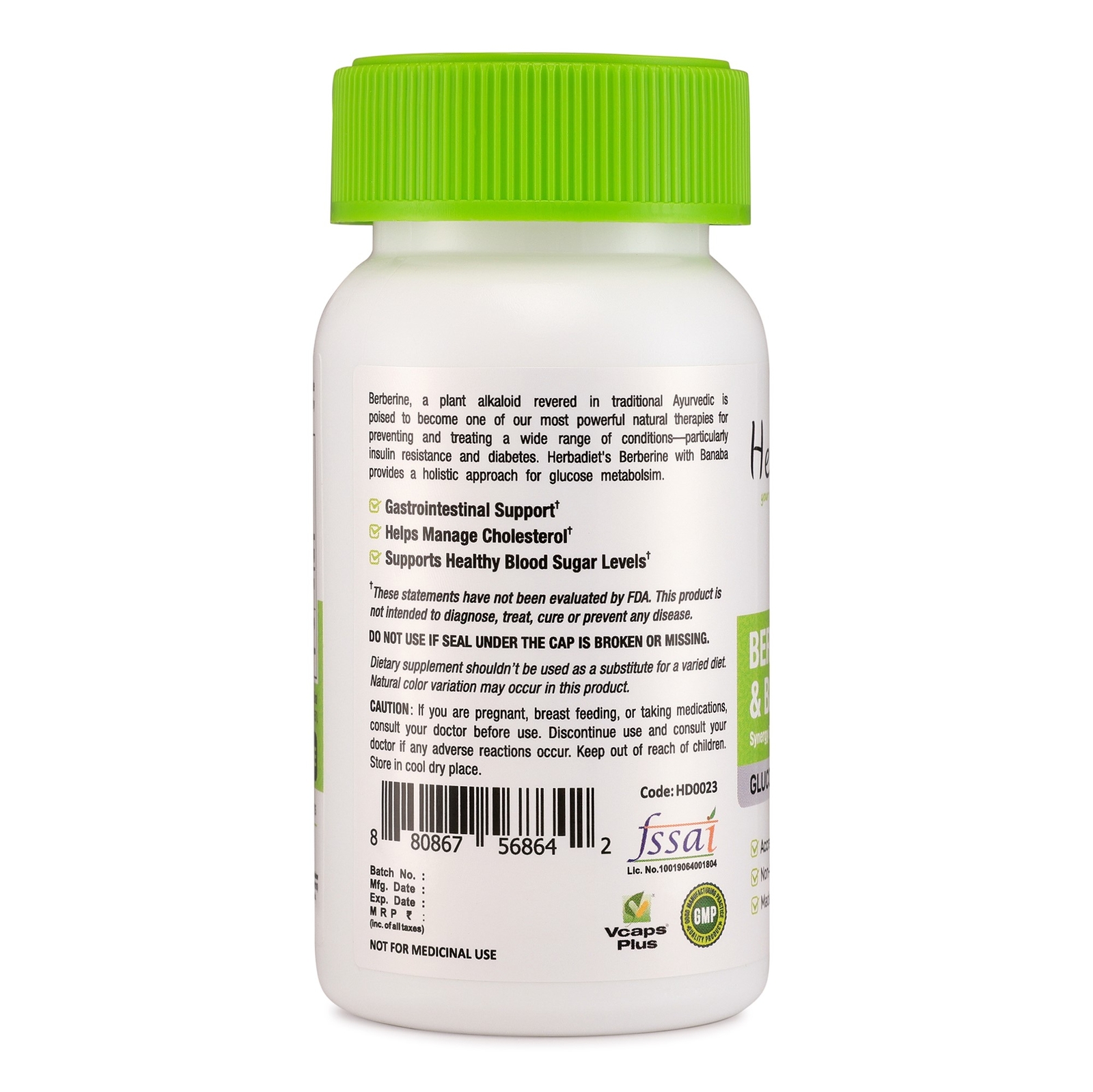Berberine HCL with Banaba Leaf Capsules for Blood Sugar Control, 60 Count