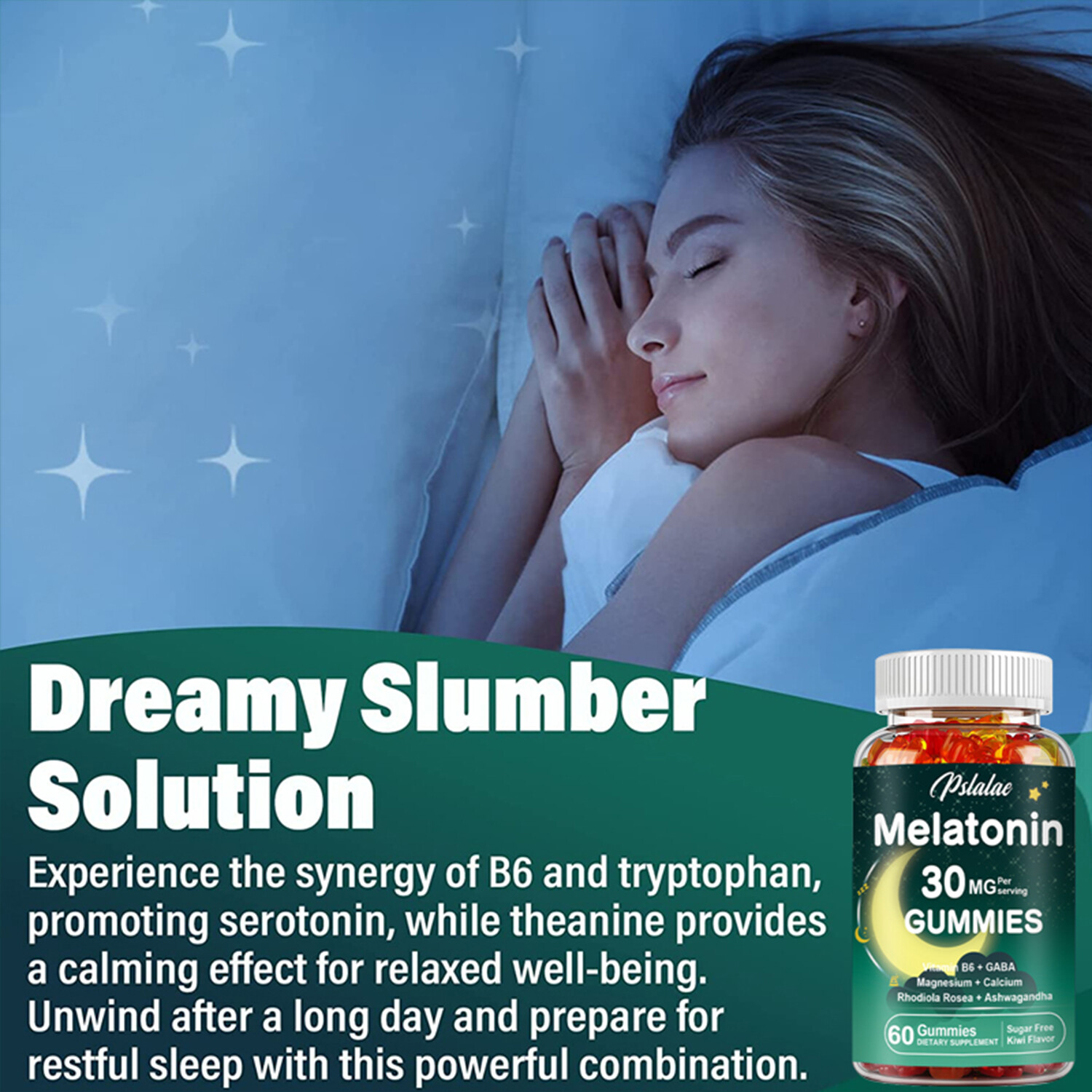 Melatonin Gummies 30mg – L-Theanine, Ashwagandha – Relieve Stress & Anxiety