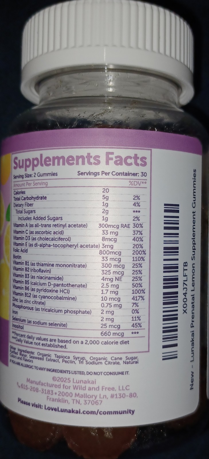 Lunakai 17-in-1 Prenatal Vitamins for Women USA Made Gummies Maternal Wellness