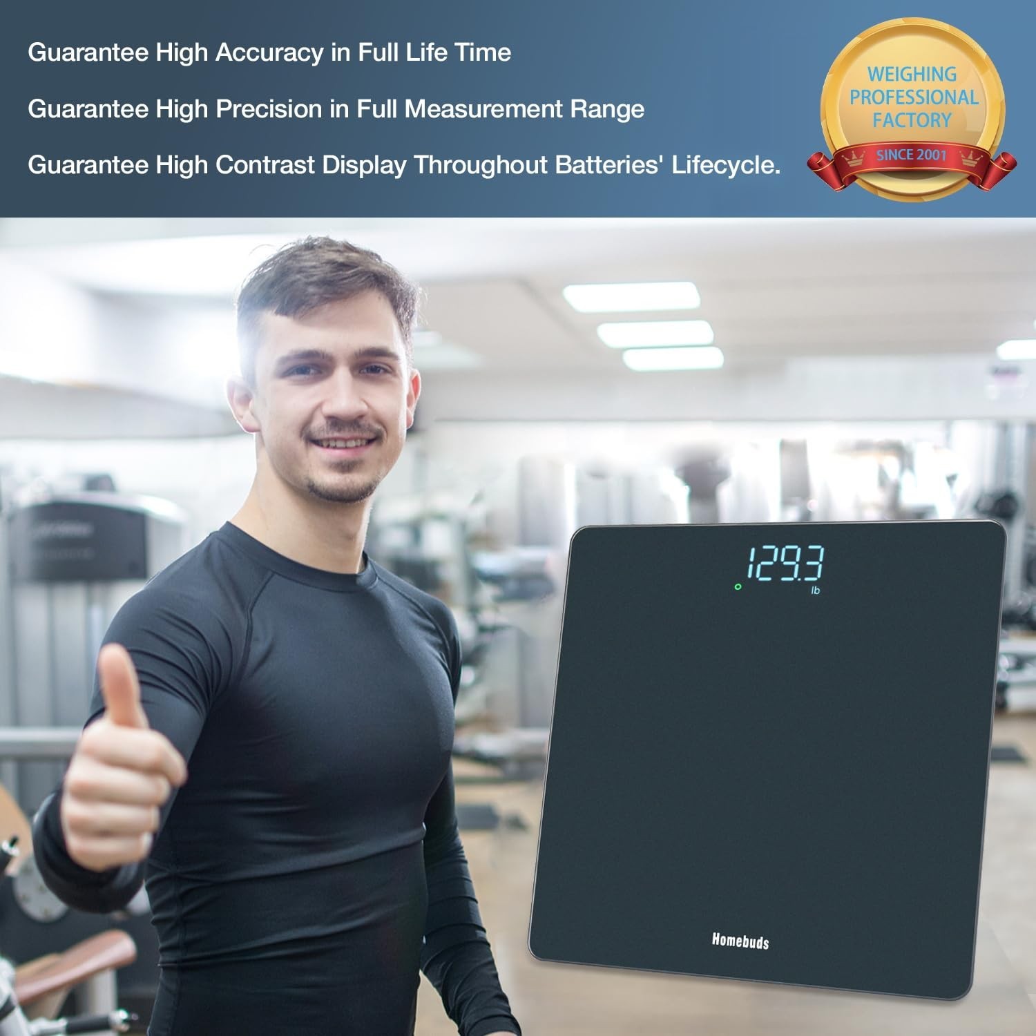 Bathroom Scale Digital Blue 0.1lb Precision LED Display Auto Shut Off