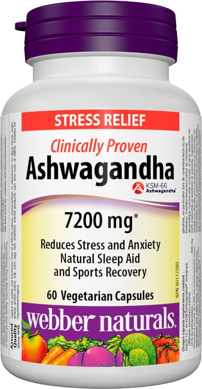 Webber Naturals Ashwagandha 7200 mg, 60 Capsules, Organic and Clinically Proven